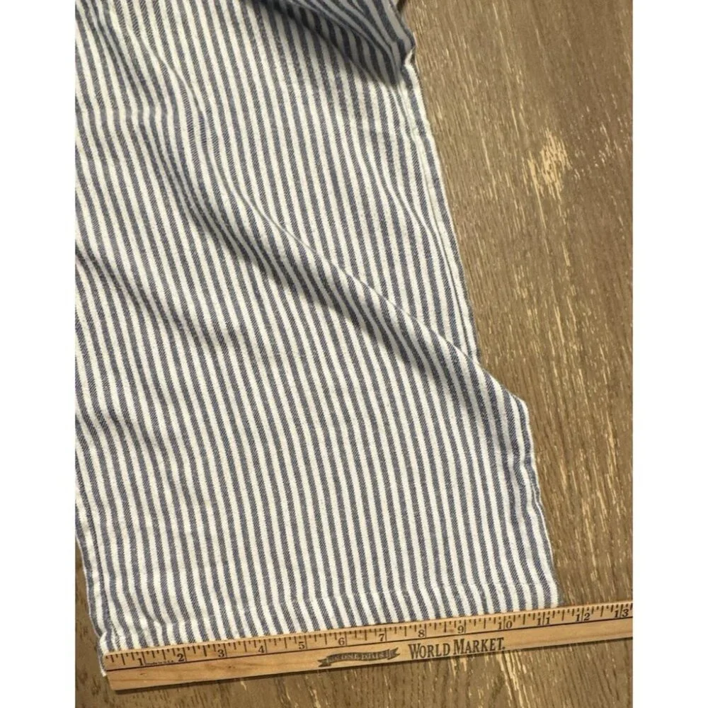 HG Striped Wide Leg Pull On Elastic Waist Blue White Railroad XL Casual Pant - Picture 5 of 10